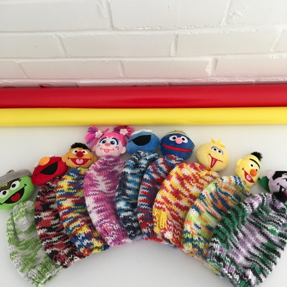 Sesame Street Bundle, Sesame Street Knitted Hats, Big Bird Hat, Kids Hat Bundle - Picture 1 of 4